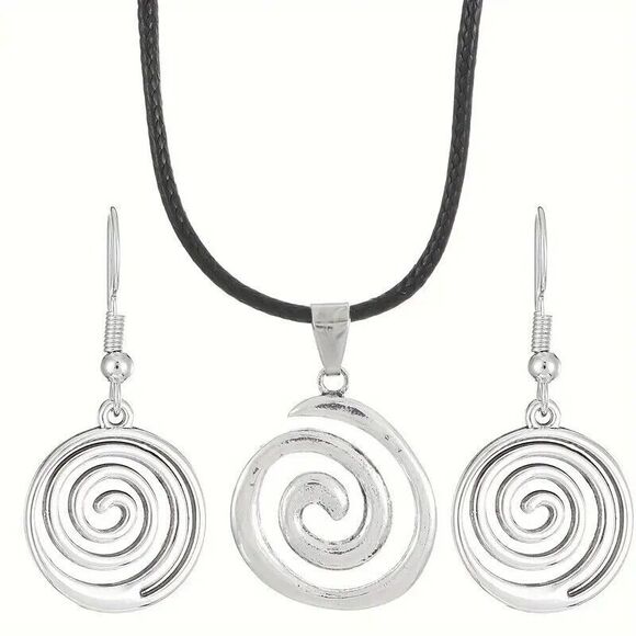 Primitive Spiral Earrings and Pendant set - Picture 1 of 6